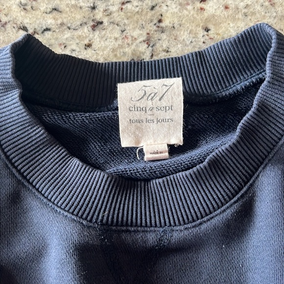 Cinq à Sept Black and White Puff Sleeve Sweatshirt - Picture 3 of 6